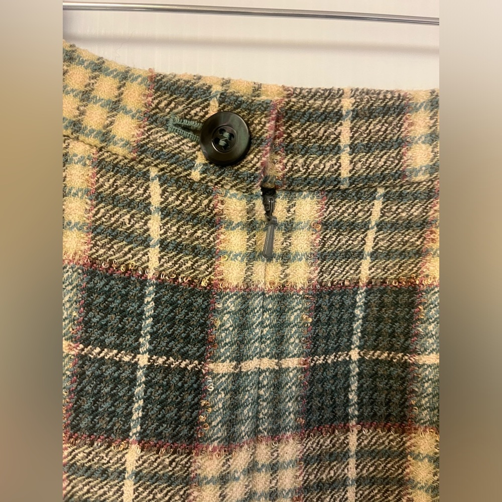 Jaeger London Wool Skirt Vintage Plaid pencil skirt size 12 from Great Britain - Picture 3 of 8